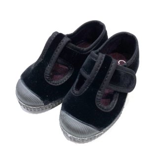 CIENTA / T-strap velour shoes / black