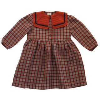 KalinkaKids / Teodora Dress / Blue/Rust Squares