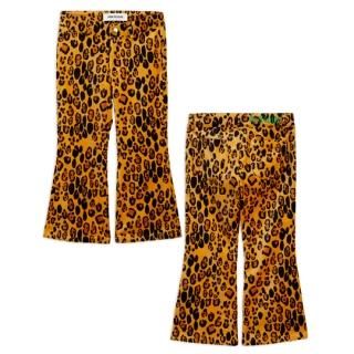 40%OFF!mini rodini / Leopard aop velvet flared trousers / Brown 16