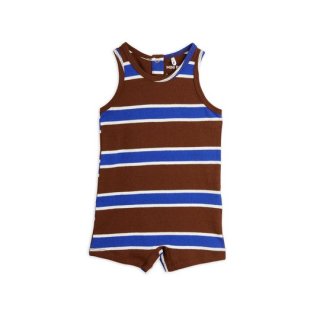 mini rodini / Stripe baby summersuit / Brown