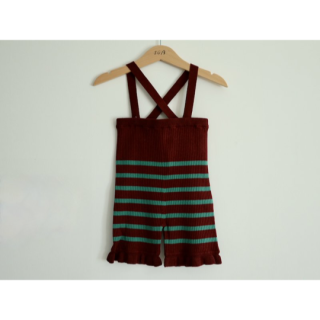 suess / Frilled Knit Short Unitard / burgundy  green