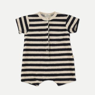 My Little Cozmo / Organic toweling stripes baby jumpsuit / Navy