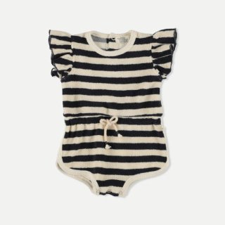 My Little Cozmo / Organic toweling stripes baby romper / Navy