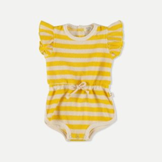 My Little Cozmo / Organic toweling stripes baby romper / Yellow