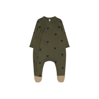 organic zoo / Olive Dots Suit with contrast feet