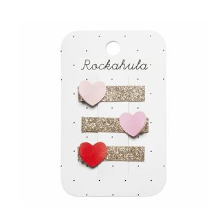 Rockahula Kids / Heartbreaker Glitter Bar Clips / PINK
