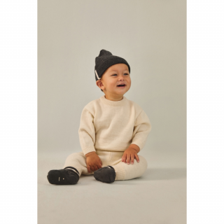 GRAY LABEL / Baby Knitted Beanie / Nearly Black Melange