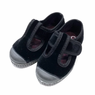 ں١CIENTA / T-strap velour shoes / black