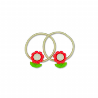 Milk  Soda / MINI GARDEN FLOWER HAIR TIE / Red