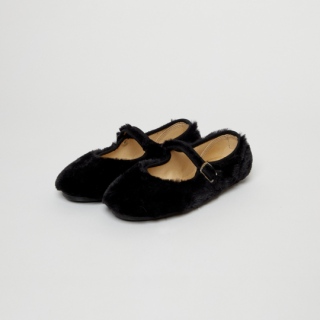 La Cadena / Mercedes Hebilla  Broche / Soft Fluffy Winter Snap Button One Strap / Black