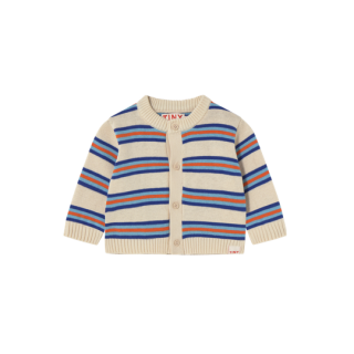 TINYCOTTONS / MULTICOLOR STRIPES BABY CARDIGAN / light cream