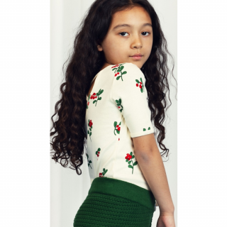 mini rodini / Lingonberries aop ballet ss tee / Offwhite