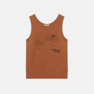 WEEKEND HOUSE KIDS / Happy faces tank t-shirt / Camel
