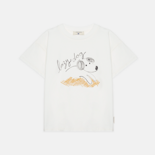 WEEKEND HOUSE KIDS / Lazy dog t-shirt / White
