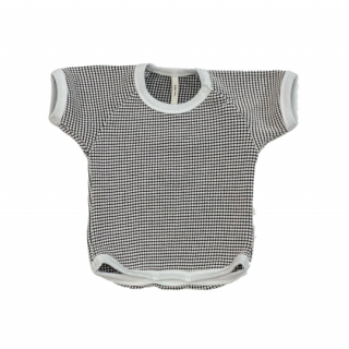 ں١MOUN TEN. / bicolor waffle raglan T(for baby)/ ecru x charcoal