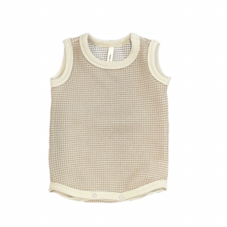 MOUN TEN. / bicolor waffle tanktop(for baby) / sand x ecru