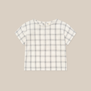 organic zoo / Navy Window Check Boxy T-Shirt