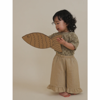 organic zoo / Grid Check Frill Culottes Wheat