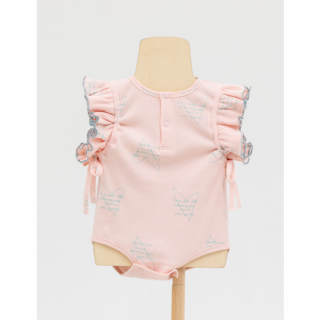 folk made / heart song jersey rompers / Pink  lime green