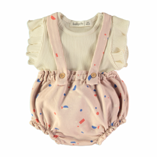 Baby clic / T-shirts + Bloomers with suspenders / Sardines Pink