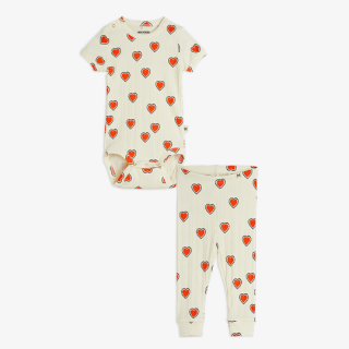 mini rodini / Outlined hearts aop baby set / Offwhite
