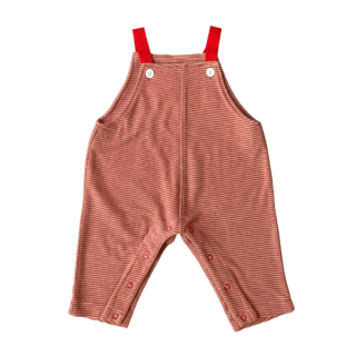 chocolatesoup / pile border baby salopette / red

