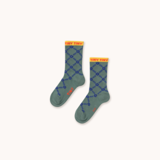 TINYCOTTONS / FLOWER GRID MEDIUM SOCKS / teal