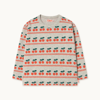 TINYCOTTONS / CHERRY PATTERN RIB TEE / light cream heather