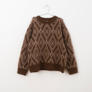 FISH&KIDS / flowers knit sweater / brown / kids
