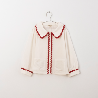 FISH&KIDS / basic blouse with red ribbon / white / kids