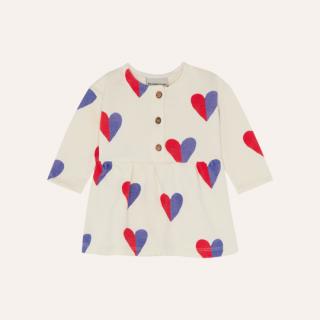 the campamento / BICOLOR HEARTS BABY DRESS / Ecru / Baby        