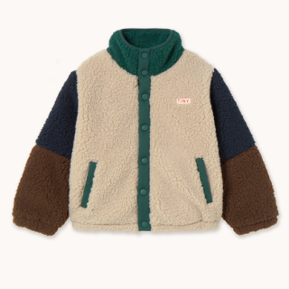 TINYCOTTONS / COLOR BLOCK POLAR SHERPA JACKET / dark green