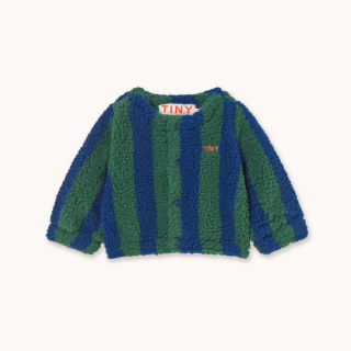 TINYCOTTONS / STRIPES BABY SHERPA JACKET / dark green/light navy / baby