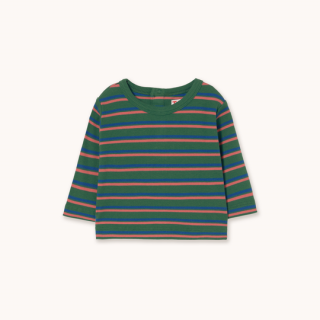 TINYCOTTONS / DUO STRIPES RIB BABY TEE / dark green / baby