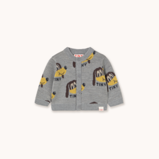 TINYCOTTONS / DOGS BABY CARDIGAN / medium grey heather / baby