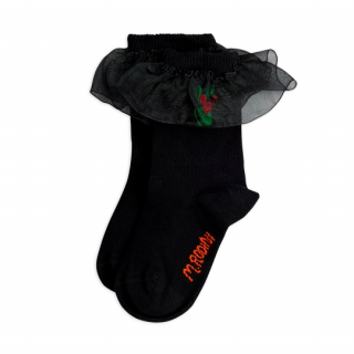 mini rodini / Lingonberry emb frill 1-pack socks / Black