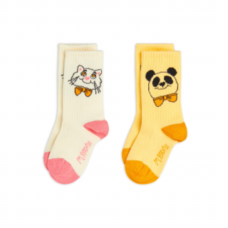 mini rodini / Cat & panda 2-pack socks / Multi