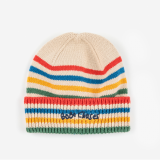 BOBO CHOSES / Tic Tac Toe knitted striped beanie / OFFWHITE / BABY