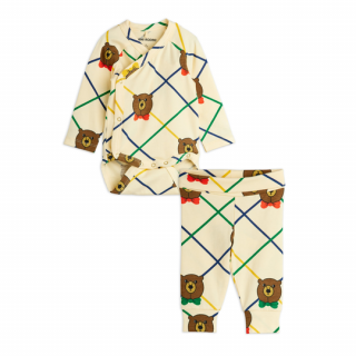mini rodini / Bear check aop nb baby set / Off-white
