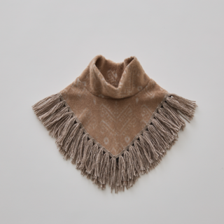 eLfinFolk / Snow Jacquard Fringe Cape / brown