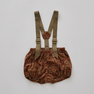 eLfinFolk / Snow Crystal Printed Suspenders Bloomers / teracotta