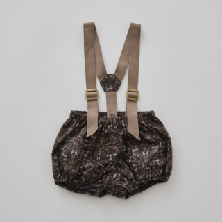 eLfinFolk / Snow Crystal Printed Suspenders Bloomers / dark brown
