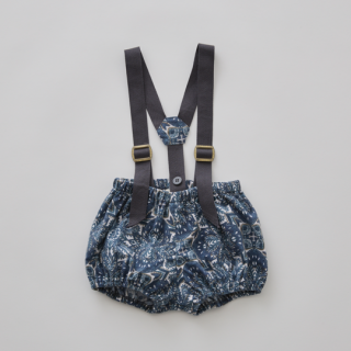 eLfinFolk / Snow Crystal Printed Suspenders Bloomers / blue