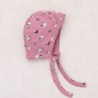 Misha&Puff / Baby Pima Bonnet / Antique Rose Cat & Mouse