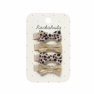 Rockahula Kids / Leopard Shimmer Mini Bow Clip Set / LEOPARD