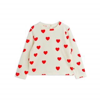 mini rodini / Hearts aop velour top / White
