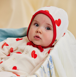 mini rodini / Hearts aop velour baby helmet / White