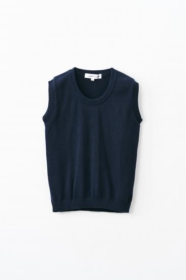 綿ウォッシャブルニットベスト丸首 - AzuriteStyle「アジュ