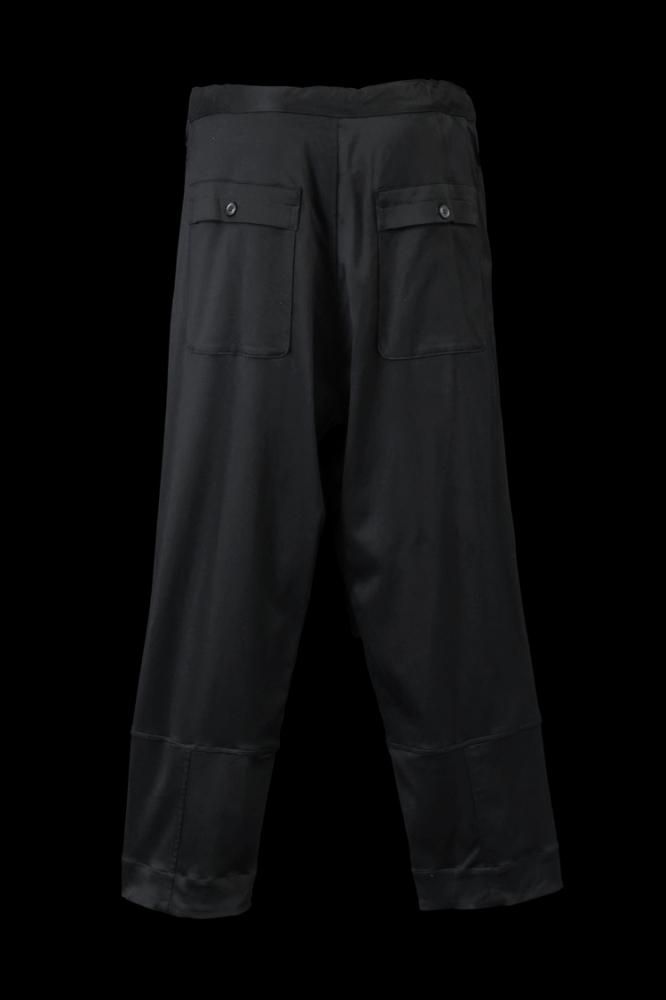 STRETCH RAYON KNOT WAIST WIDE PANTS - BACKLASH バック