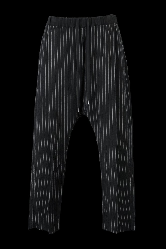 STRIPE LINEN CANVAS GARMENT-DYED SARROUEL EASY PANTS